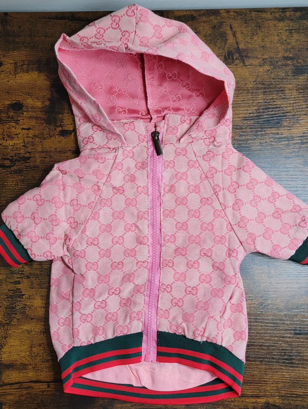 Pink Dog Hooded Jacket with Signature Monogram
